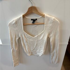 Forever 21 Cream V-Neck Blouse